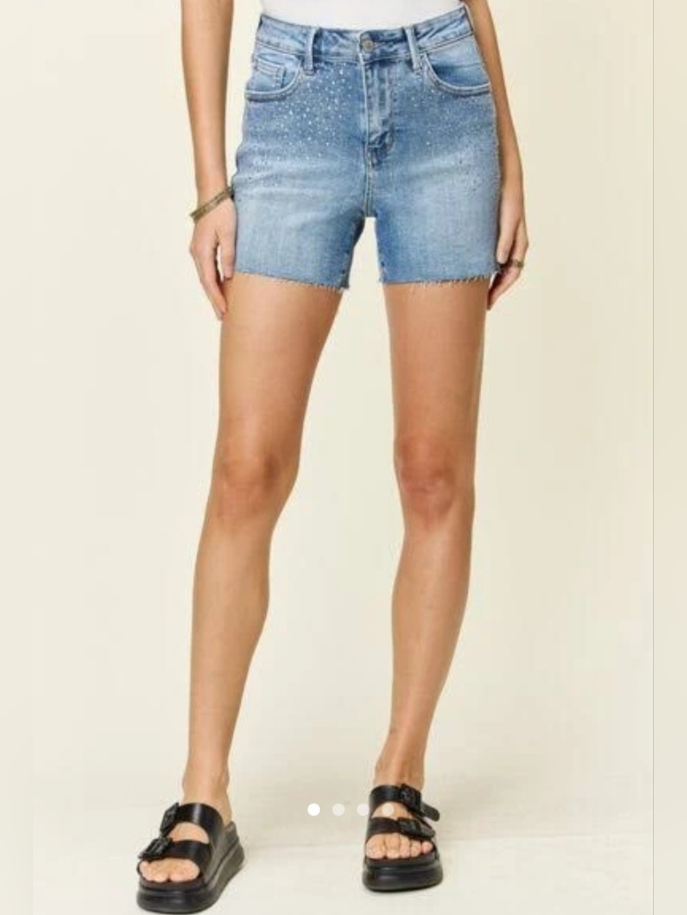 Judy Blue! High-Rise Light Blue Denim Shorts with Gems. M